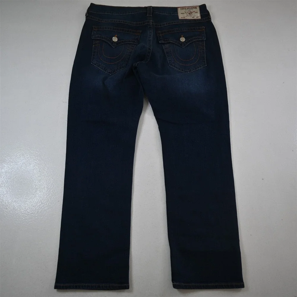 True Religion 34x30 Gino Relaxed Slim Dark Wash‎ Stretch Denim Mens Jeans